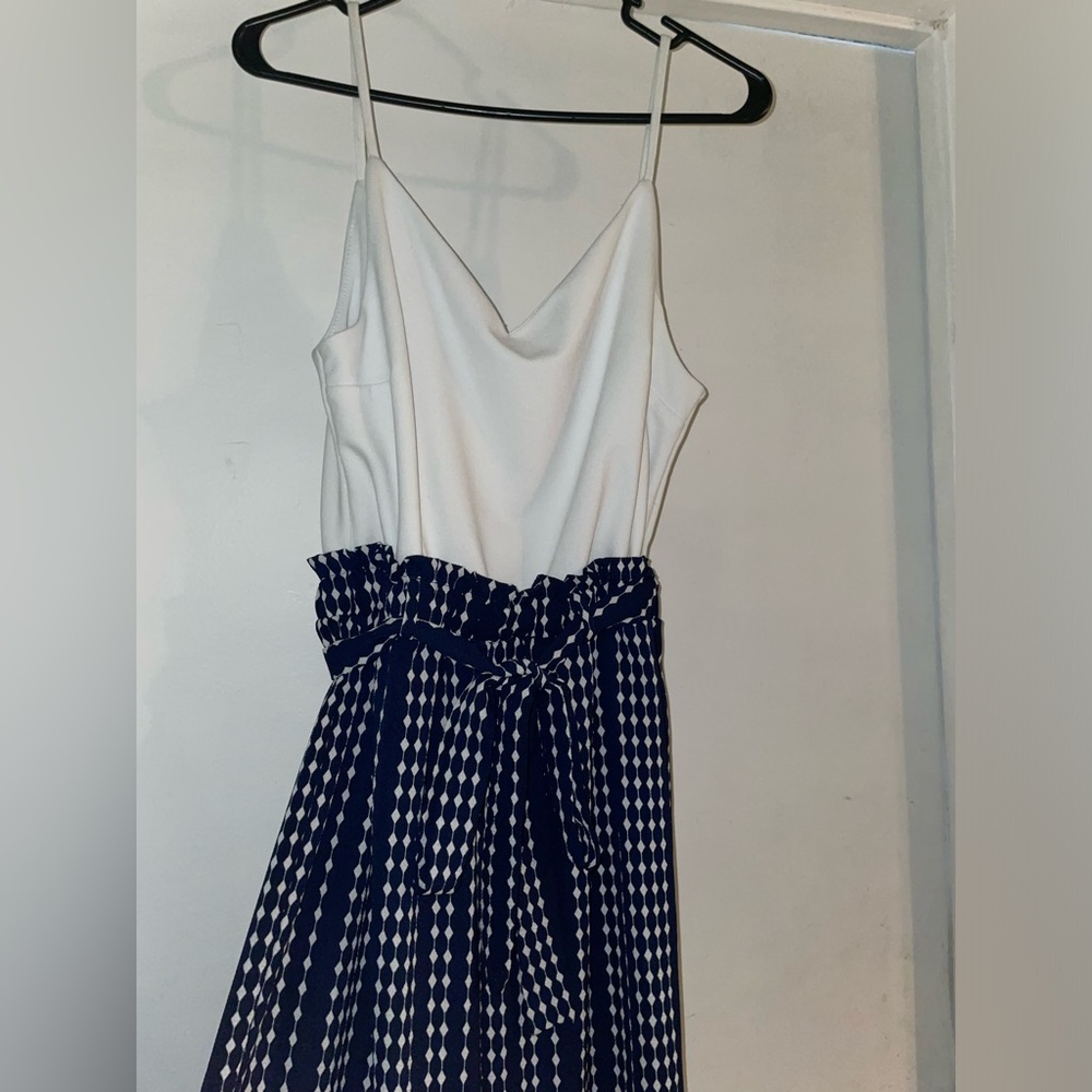 White and navy blue jumpsuit
